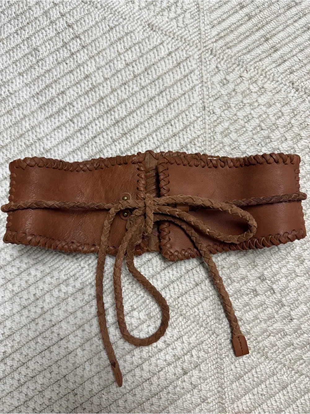 Free people Braided Brown Leather western Waist Belt